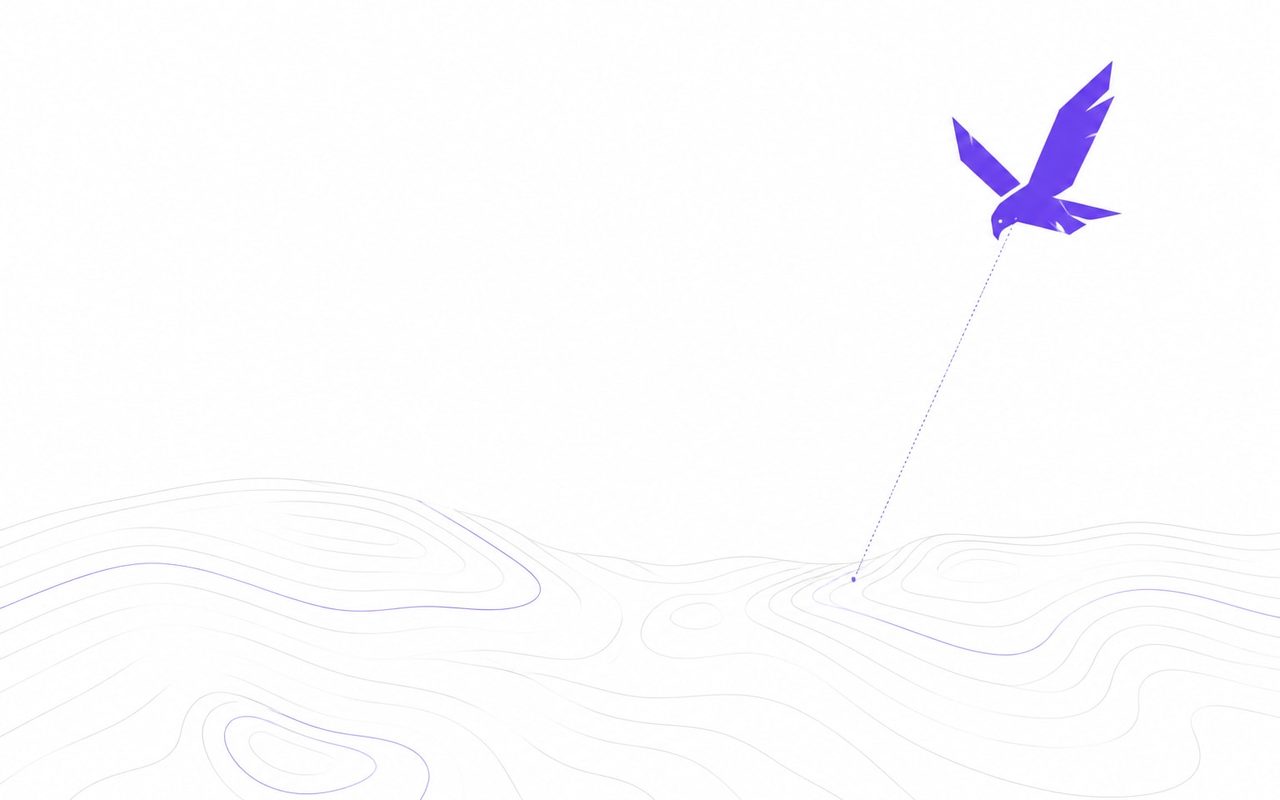 Abstract kestrel hovering above topographic contour lines